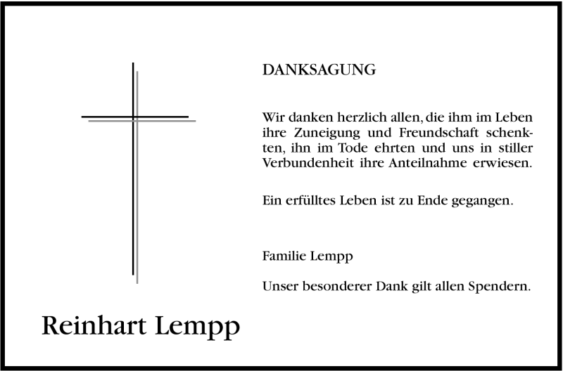  Traueranzeige für Reinhart Lempp vom 09.03.2012 aus Stuttgarter Zeitung / Stuttgarter Nachrichten