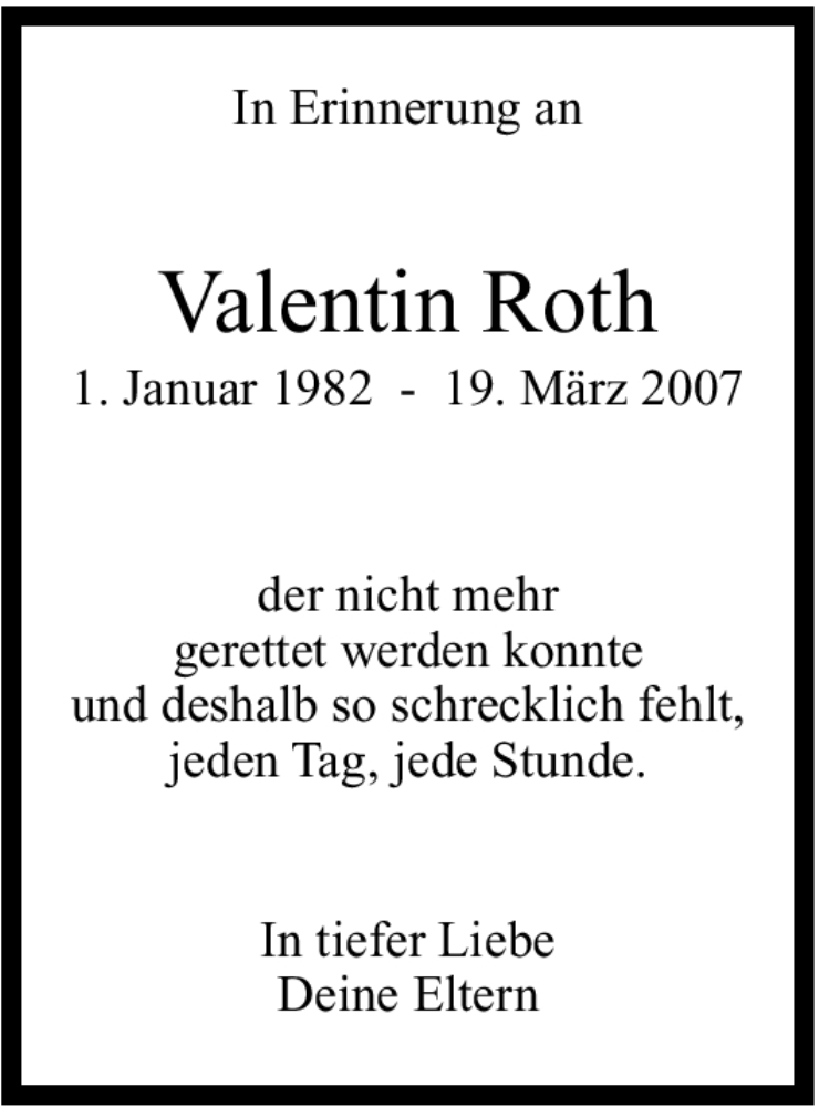  Traueranzeige für Valentin Roth vom 19.03.2012 aus Stuttgarter Zeitung / Stuttgarter Nachrichten