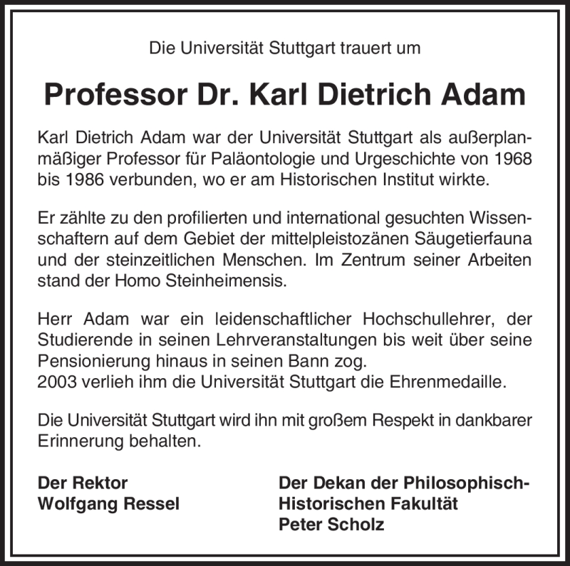  Traueranzeige für Karl Dietrich Adam vom 22.03.2012 aus Stuttgarter Zeitung / Stuttgarter Nachrichten