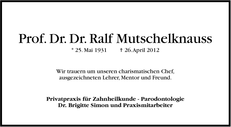  Traueranzeige für Ralf Mutschelknauss vom 28.04.2012 aus Stuttgarter Zeitung / Stuttgarter Nachrichten