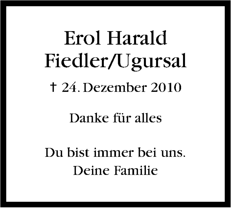  Traueranzeige für Erol Harald Fiedler vom 24.12.2012 aus Stuttgarter Zeitung / Stuttgarter Nachrichten