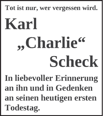 Traueranzeige von Karl Scheck von Leonberger Kreiszeitung / Strohgäu Extra