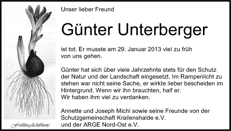  Traueranzeige für Günter Unterberger vom 08.02.2013 aus Stuttgarter Zeitung / Stuttgarter Nachrichten