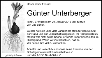 Traueranzeige von Günter Unterberger von Stuttgarter Zeitung / Stuttgarter Nachrichten