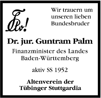 Traueranzeige von Guntram Palm von Stuttgarter Zeitung / Stuttgarter Nachrichten