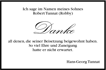 Traueranzeige von Robert Tunnat von Stuttgarter Zeitung / Stuttgarter Nachrichten