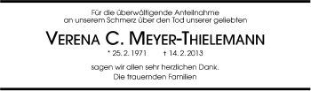Traueranzeige von Verena Meyer-Thielemann von Stuttgarter Zeitung / Stuttgarter Nachrichten