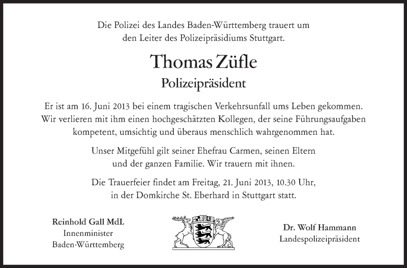  Traueranzeige für Thomas Züfle vom 20.06.2013 aus Stuttgarter Zeitung / Stuttgarter Nachrichten