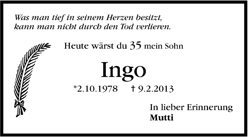  Traueranzeige für Ingo Lauterbach vom 02.10.2013 aus Stuttgarter Zeitung / Stuttgarter Nachrichten