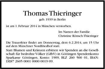 Traueranzeige von Thomas Thieringer von Stuttgarter Zeitung / Stuttgarter Nachrichten
