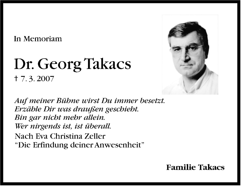  Traueranzeige für Georg Takacs vom 07.03.2014 aus Stuttgarter Zeitung / Stuttgarter Nachrichten