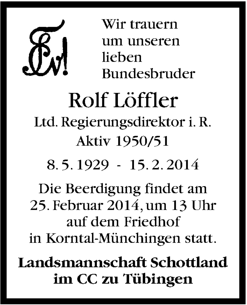  Traueranzeige für Rolf Löffler vom 21.02.2014 aus Stuttgarter Zeitung / Stuttgarter Nachrichten