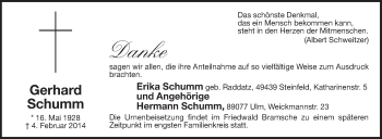 Traueranzeige von Gerhard Schumm von Stuttgarter Zeitung / Stuttgarter Nachrichten