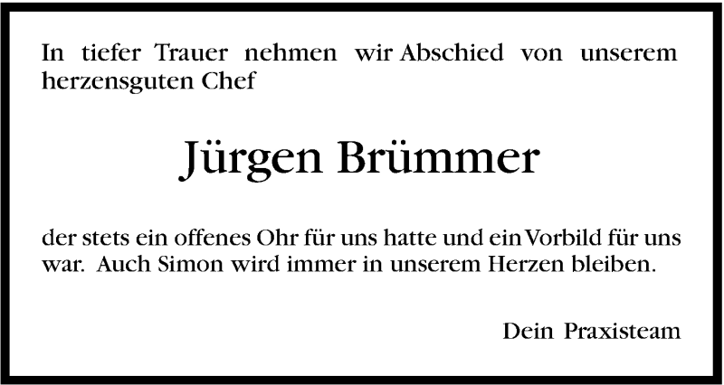  Traueranzeige für Jürgen Brümmer vom 01.03.2014 aus Stuttgarter Zeitung / Stuttgarter Nachrichten