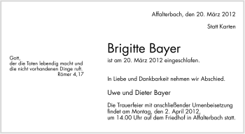 Traueranzeige von Brigitte Bayer von Marbacher Zeitung