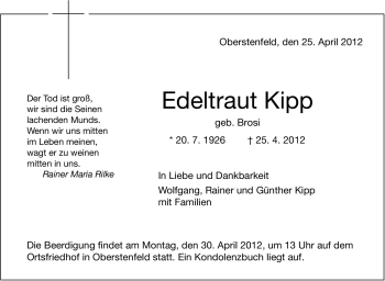 Traueranzeige von Edeltraut Kipp von Marbacher Zeitung