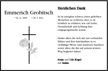 Traueranzeige von Emmerich Grobitsch von Marbacher Zeitung