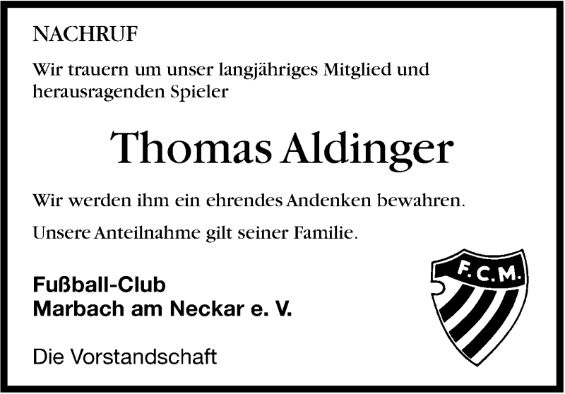  Traueranzeige für Thomas Aldinger vom 07.12.2012 aus Stuttgarter Zeitung / Stuttgarter Nachrichten
