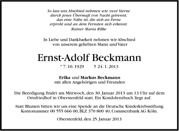 Traueranzeige von Ernst-Adolf Beckmann von Marbacher Zeitung