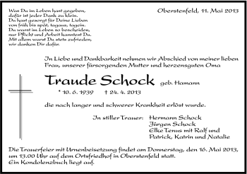 Traueranzeige von Traude Schock von Marbacher Zeitung