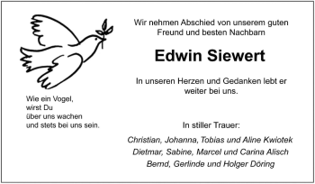 Traueranzeige von Edwin Siewert von Marbacher Zeitung