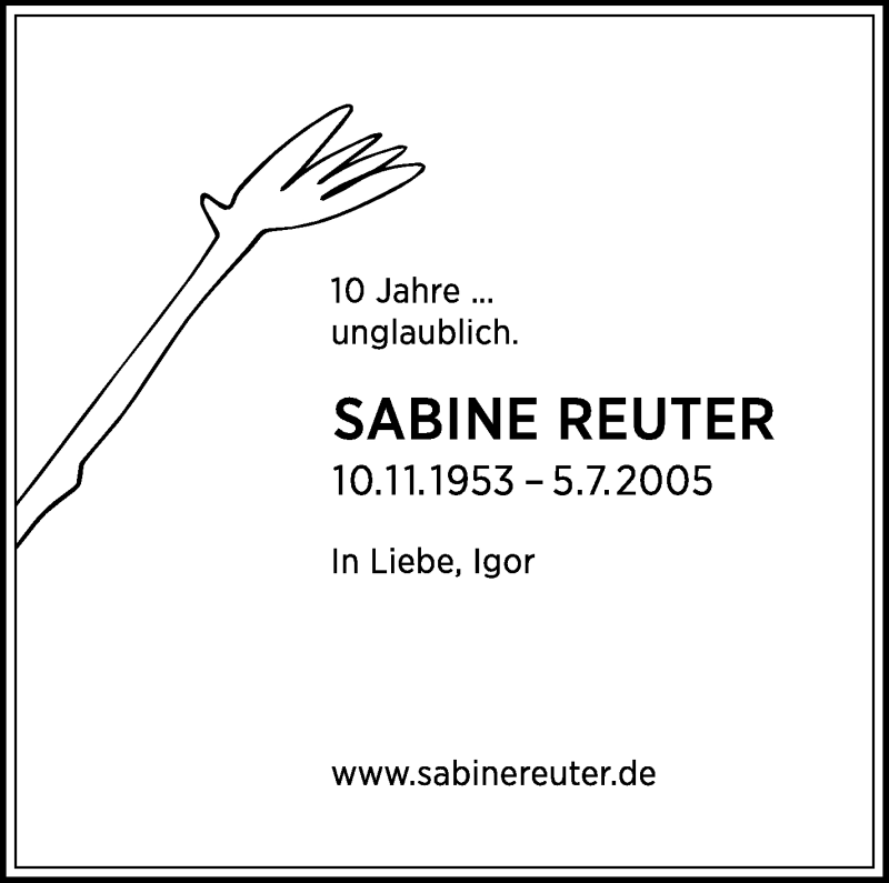  Traueranzeige für Sabine Reuter vom 04.07.2015 aus Stuttgarter Zeitung / Stuttgarter Nachrichten