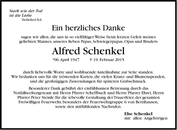 Traueranzeige von Alfred Schenkel von Stuttgarter Zeitung / Stuttgarter Nachrichten