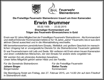 Traueranzeige von Erwin Brummer von Stuttgarter Zeitung / Stuttgarter Nachrichten
