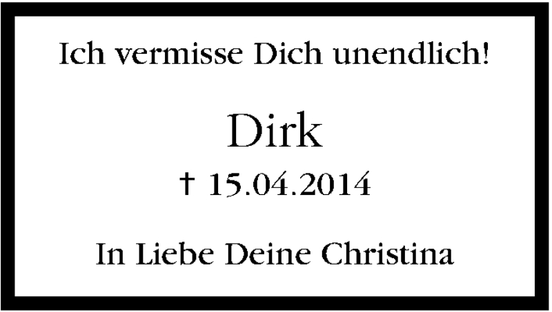  Traueranzeige für Dirk Markmann vom 15.04.2015 aus Stuttgarter Zeitung / Stuttgarter Nachrichten