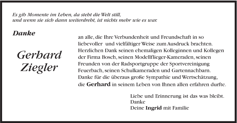  Traueranzeige für Gerhard Ziegler vom 16.12.2015 aus Stuttgarter Zeitung / Stuttgarter Nachrichten