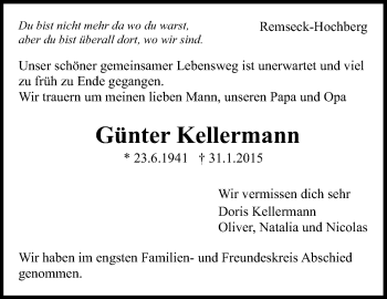 Traueranzeige von Günter Kellermann von Stuttgarter Zeitung / Stuttgarter Nachrichten