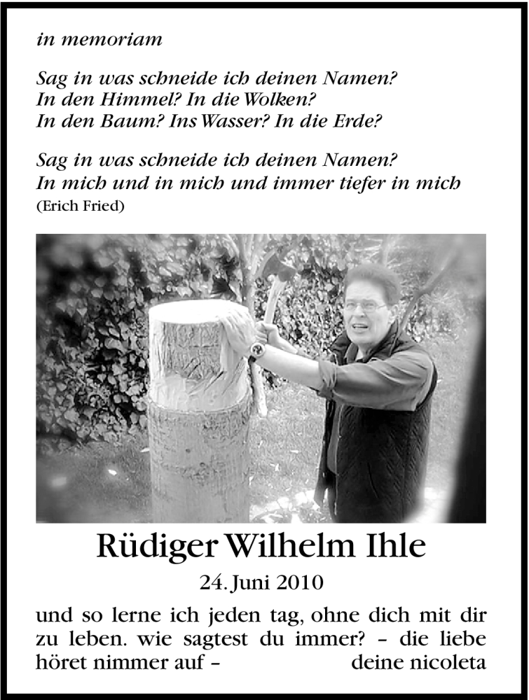  Traueranzeige für Rüdiger Wilhelm Ihle vom 24.06.2011 aus Stuttgarter Zeitung / Stuttgarter Nachrichten