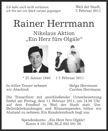 Traueranzeige von Rainer Herrmann von Leonberger Kreiszeitung / Strohgäu Extra