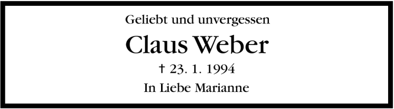  Traueranzeige für Claus Weber vom 22.01.2011 aus Stuttgarter Zeitung / Stuttgarter Nachrichten