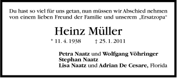 Traueranzeige von Heinz Müller von Stuttgarter Zeitung / Stuttgarter Nachrichten