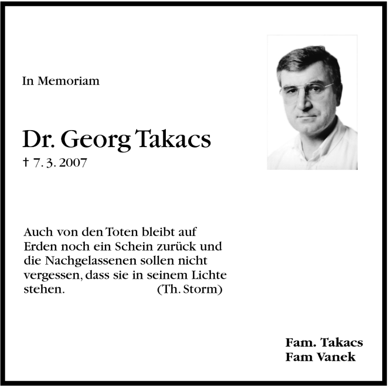  Traueranzeige für Georg Takacs vom 07.03.2011 aus Stuttgarter Zeitung / Stuttgarter Nachrichten