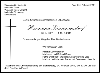 Traueranzeige von Hermann Lämmersdorf von Stuttgarter Zeitung / Stuttgarter Nachrichten