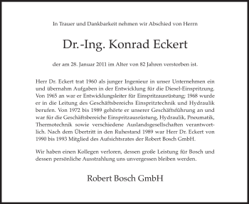 Traueranzeige von Konrad Eckert von Stuttgarter Zeitung / Stuttgarter Nachrichten