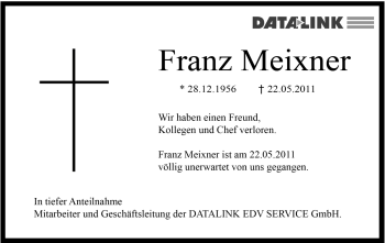 Traueranzeige von Franz Meixner von Leonberger Kreiszeitung / Strohgäu Extra