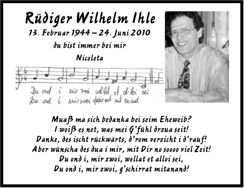  Traueranzeige für Rüdiger Wilhelm Ihle vom 12.02.2011 aus Stuttgarter Zeitung / Stuttgarter Nachrichten