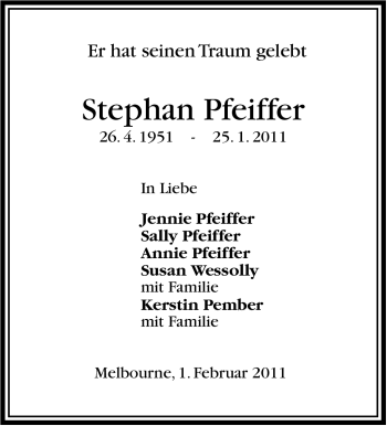 Traueranzeige von Stephan Pfeiffer von Stuttgarter Zeitung / Stuttgarter Nachrichten