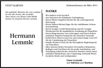 Traueranzeige von Hermann Lemmle von Marbacher Zeitung