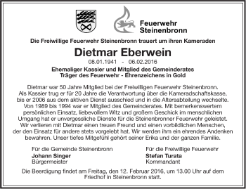 Traueranzeige von Dietmar Eberwein von Stuttgarter Zeitung / Stuttgarter Nachrichten
