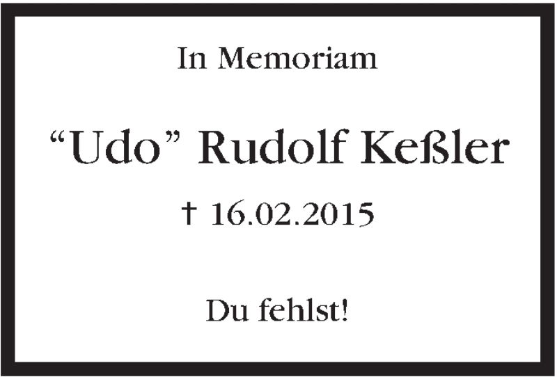  Traueranzeige für Rudolf Keßler vom 16.02.2016 aus Stuttgarter Zeitung / Stuttgarter Nachrichten
