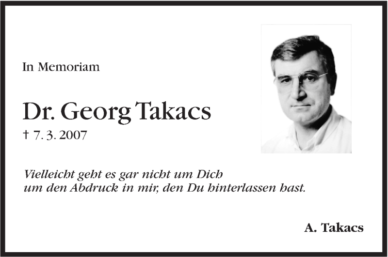  Traueranzeige für Georg Takacs vom 07.03.2016 aus Stuttgarter Zeitung / Stuttgarter Nachrichten