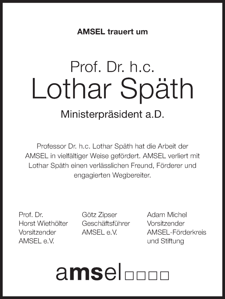  Traueranzeige für Lothar Späth vom 22.03.2016 aus Stuttgarter Zeitung / Stuttgarter Nachrichten