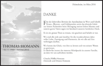 Traueranzeige von Thomas Hohmann von Stuttgarter Zeitung / Stuttgarter Nachrichten