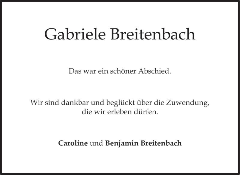  Traueranzeige für Gabriele Breitenbach vom 05.03.2016 aus Stuttgarter Zeitung / Stuttgarter Nachrichten