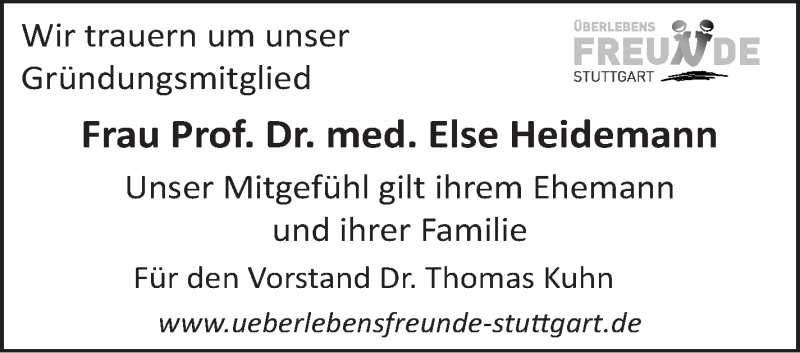  Traueranzeige für Else Heidemann vom 17.09.2016 aus Stuttgarter Zeitung / Stuttgarter Nachrichten