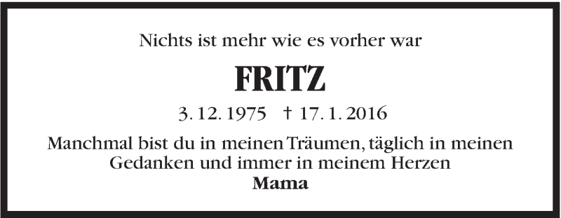  Traueranzeige für Fritz Haag vom 17.01.2017 aus Stuttgarter Zeitung / Stuttgarter Nachrichten